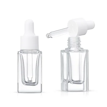 Преносима квадратна бутилка-краен 15 мл пътна прозрачна стъклена козметична бутилка може да се използва за дозиране и съхранение на повечето течности