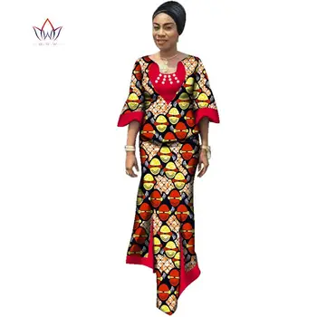 Африканска традиция на дрехи за жени с къс ръкав, Традиционен женски Комплект от 2 теми, Облекло по Поръчка, Върхове Дашики + Поли WY3079
