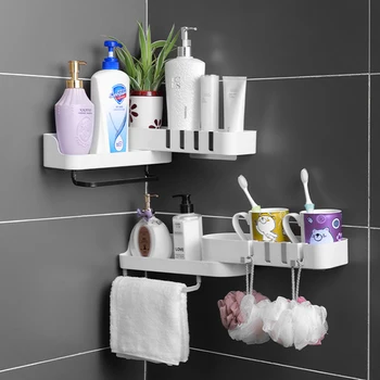 Баня полк душ шампоан държач за душ Монтиране на стена рафтове кухня за съхранение на козметична количка за дрехи домашен органайзер вана