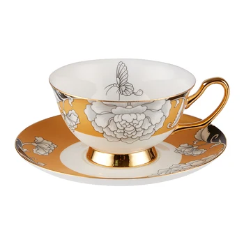 луксозен комплект чаени чаши от костен порцелан, порцеланови чаени чаши и чинии, дизайн лъжици, tazas de cafe, чаша еспресо, Следобед чай